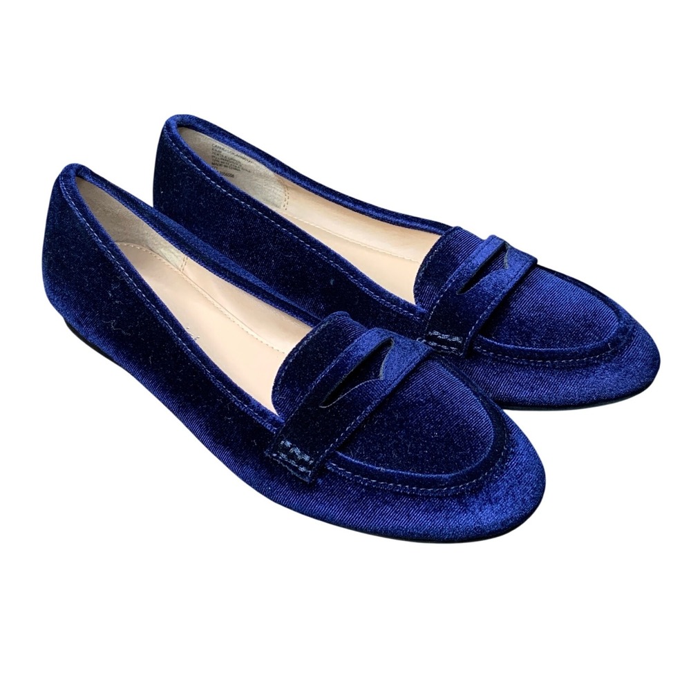 Madden Girl Carmelo Royal‎ Blue Velvet Loafer Flats Women US 8.5